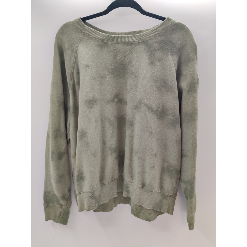 Old Navy Easy Vintage Crewneck Sweatshirt XL Olive Green Tie Dye Raglan Pullover
